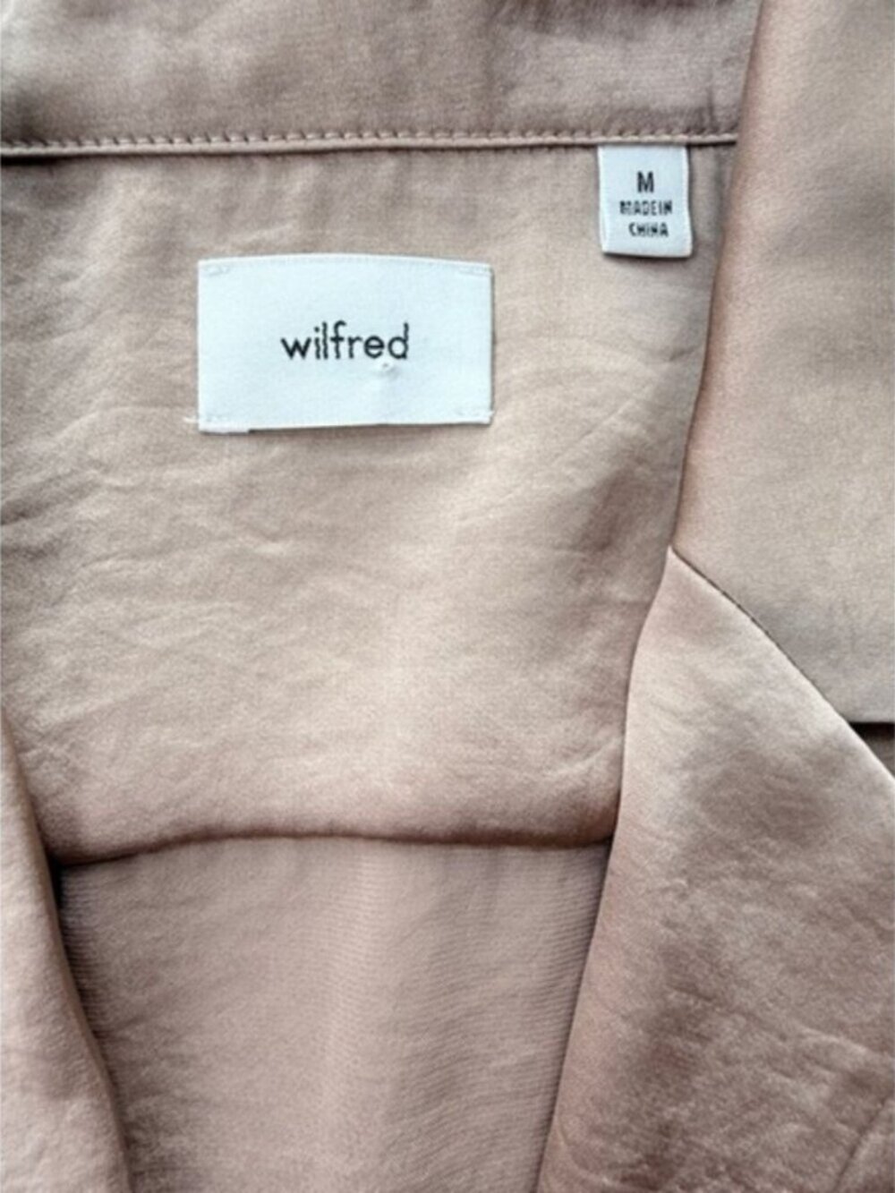 Aritzia Wilfred SET Toccata Satin Pant & Beso Satin Shirt Gold Camel Medium - Picture 10 of 10